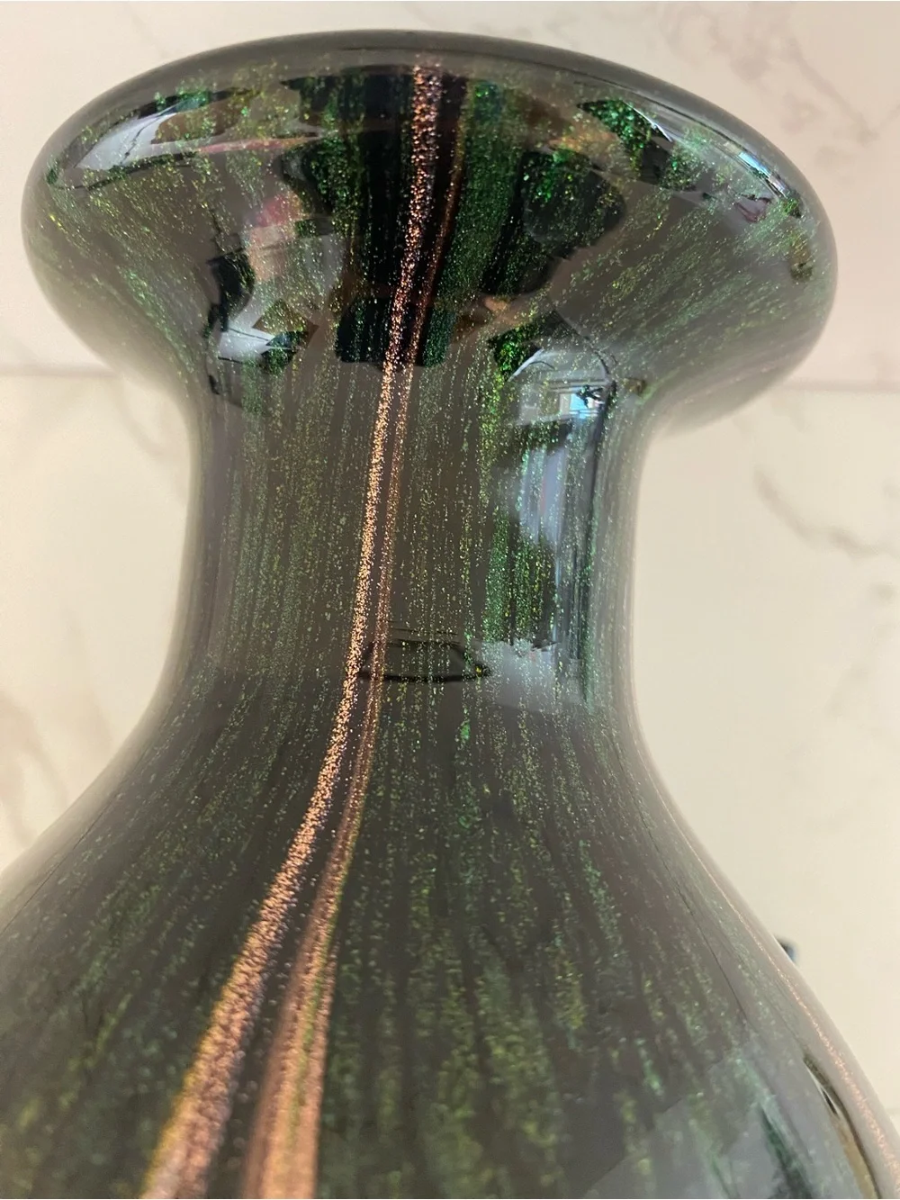 Dale Tiffany Iridescent Blue-Green Glass Vase vintage